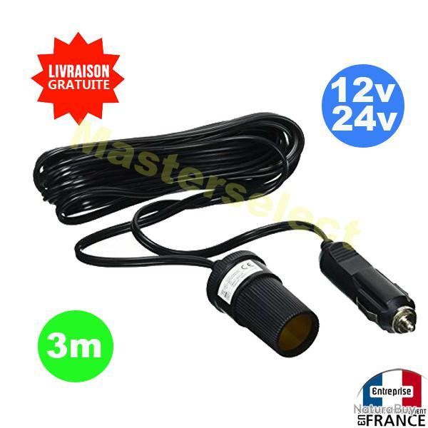Rallonge allume cigare cordon cable extension pour prise standard fiche 12V 24v
