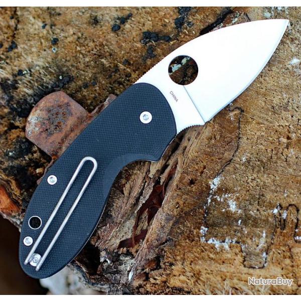 Couteau Spyderco Insistent Plain Lame Acier 8Cr13MoV Manche G10 Linerlock Clip SC246GP