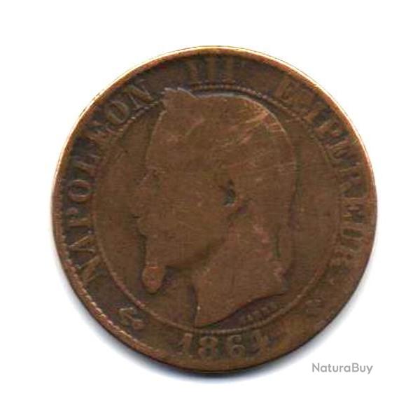 Pi�ce de Monnaie  France Cinq centimes Napol�on III, t�te nue 1864 Strasbourg