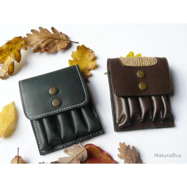 LOT DE 2 tuis cuir...  pour balles grande chasse...