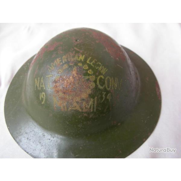 WW2 US PREWAR CASQUE M17 MINIATURE SOUVENIR  CONVENTION L�GION AM�RICAINE MIAMI 1934 RARE
