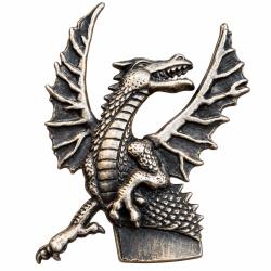 Dragon en m&eacute;tal fixation &icirc;n's 5x3cm deux attaches au dos de l'insigne