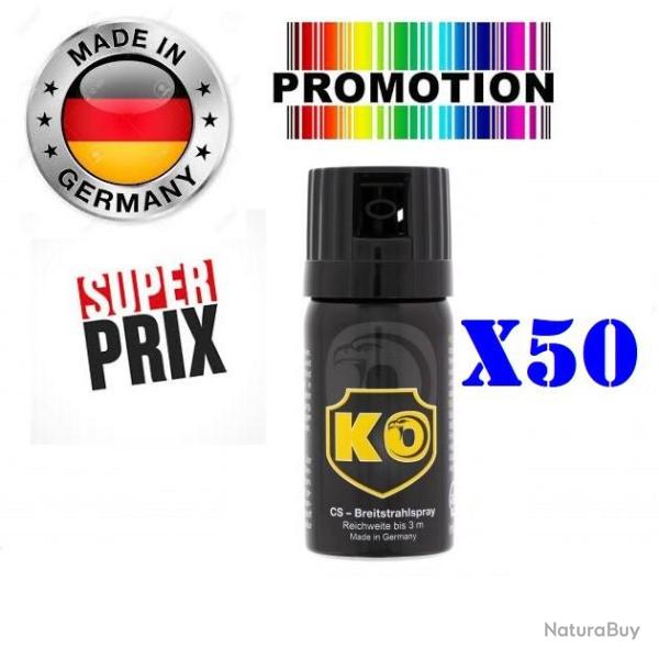 Promo!! 50 x Bombe Lacrymogne GAZ CS concentr 40ml Made In Allemagne