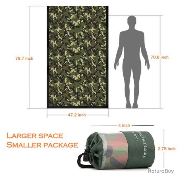 Sac Bivy d'urgence, sac de couchage de survie couverture d'urgence randonne - LIVRAISON GRATUITE !!