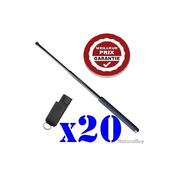 LOT 20 UNITES MATRAQUES TELESCOPIQUES 21" ACIER NOIRE POIGNE MOUSSE AVEC NYLON ETUI