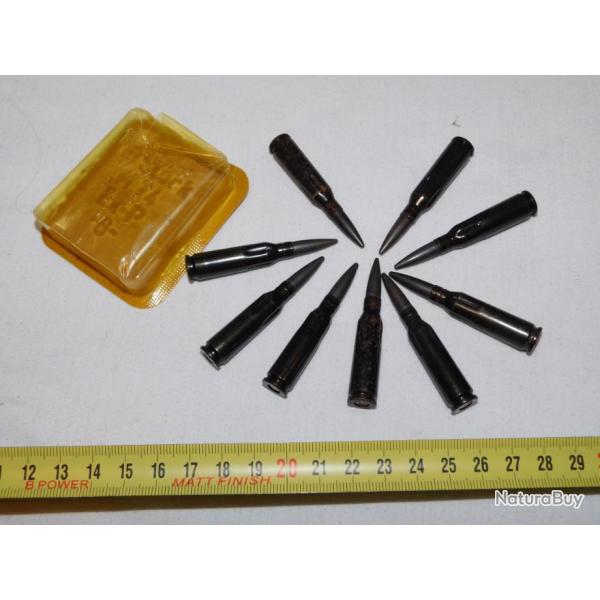 LOT 9 ANCIENNES CARTOUCHES MANIPULATION 5.45 x 39  KALASHNIKOV ALLEMAGNE DE L EST