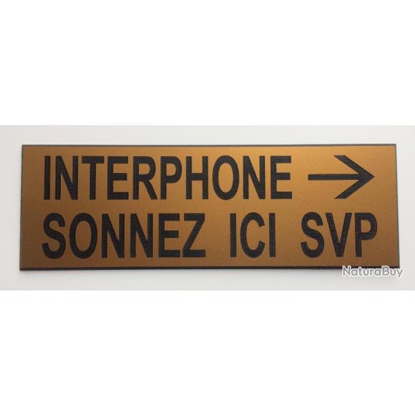 plaque grav�e pancarte "INTERPHONE SONNEZ ICI SVP" Format 50x150 mm