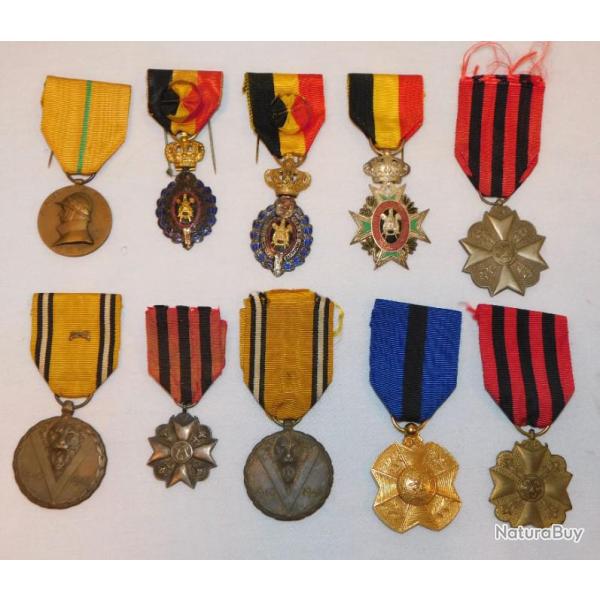 GROS LOT 10-DIX ANCIENNES MEDAILLES BELGIQUE