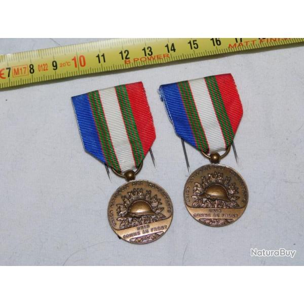LOT 2 MEDAILLES UNION NATIONALE DES  COMBATTANTS  - UNIS COMME AU FRONT - SUPERBE ETAT