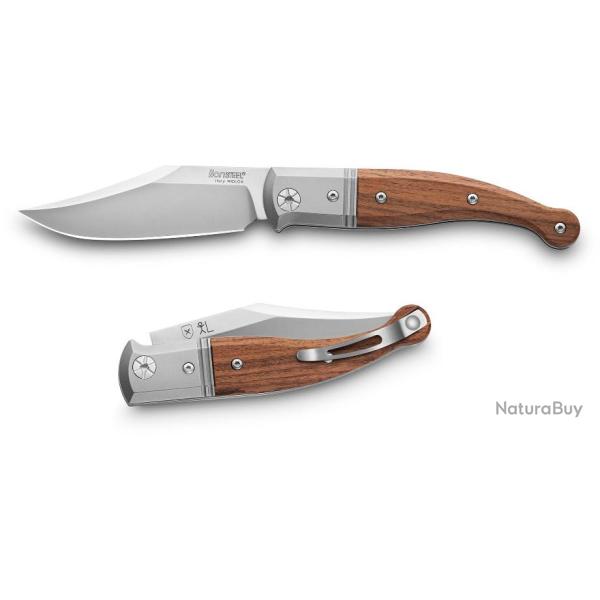 Couteau LionSteel Gitano GT01 ST Lame Acier Niolox Manche Bois Santos/Titane Made Italy LSTGT01ST