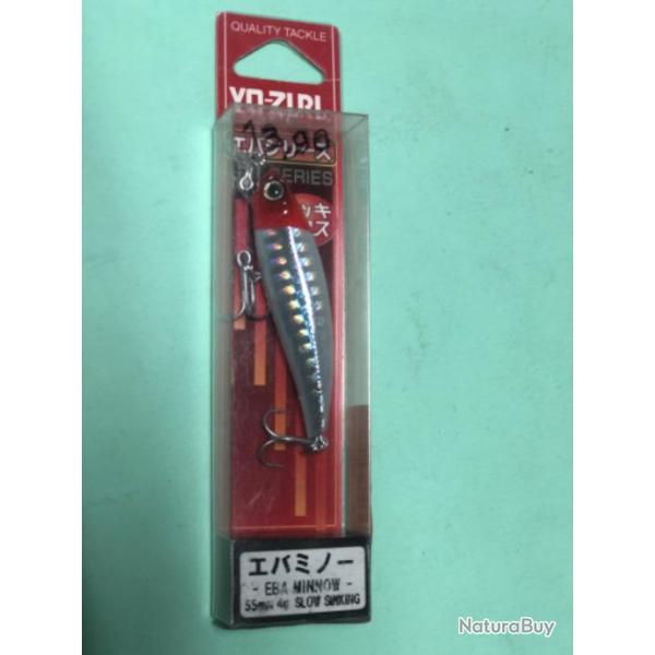 1 leurre eba minnow 55 mm 4 gr blanc rouge slow sinking yo zuri p�che carnassier