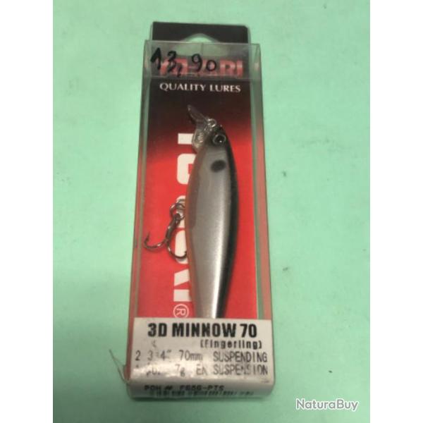 1 leurre 3D minnow 70 mm 7 gr blanc vert fonc suspending  yo zuri pche carnassier