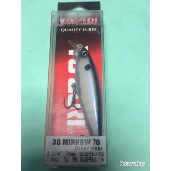 1 leurre 3D minnow 70 mm 7 gr blanc bleu. suspending  yo zuri p�che carnassier