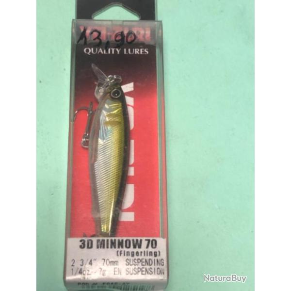 1 leurre 3D minnow 70 mm 7 gr blanc vert suspending  yo zuri p�che carnassier