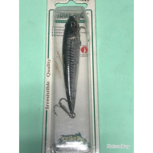 1 leurre beakster 90 mm 9 gr blanc noir floating  strike pro p�che carnassier