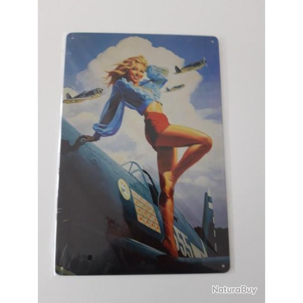 PLAQUE METAL PROPAGANDE U.S. WWII "PIN UP AIR FORCE"
