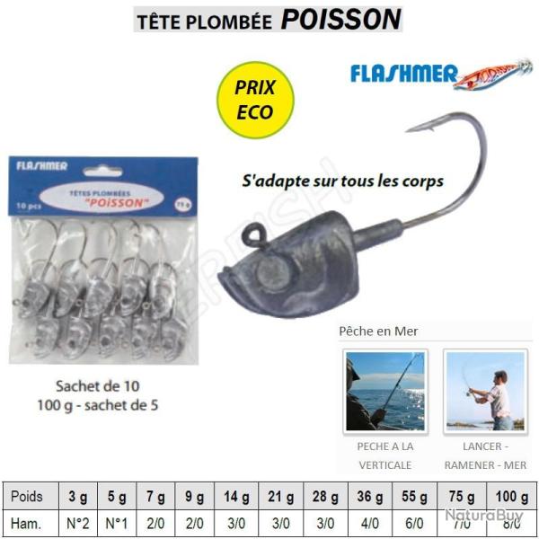 TETES PLOMBEES POISSON FLASHMER 3 g