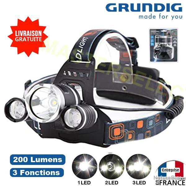 Lampe frontale LED CREE 3 faisceaux T6 Ultra puissante sur piles R06 GRUNDIG