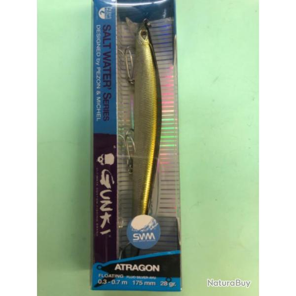 1 leurre atragon 175 mm 28 gr fluo silver ayu . gunki p�che mer