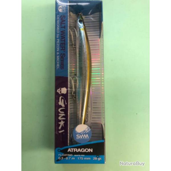 1 leurre atragon 175 mm 28 gr white fry  . gunki pche mer