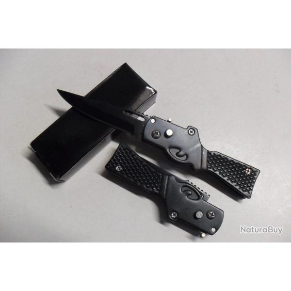 Petit Couteau Automatique Ak47 Lame Acier 7 Cm Manche Acier Grav� 9 Cm Chasse P�che Bivouac