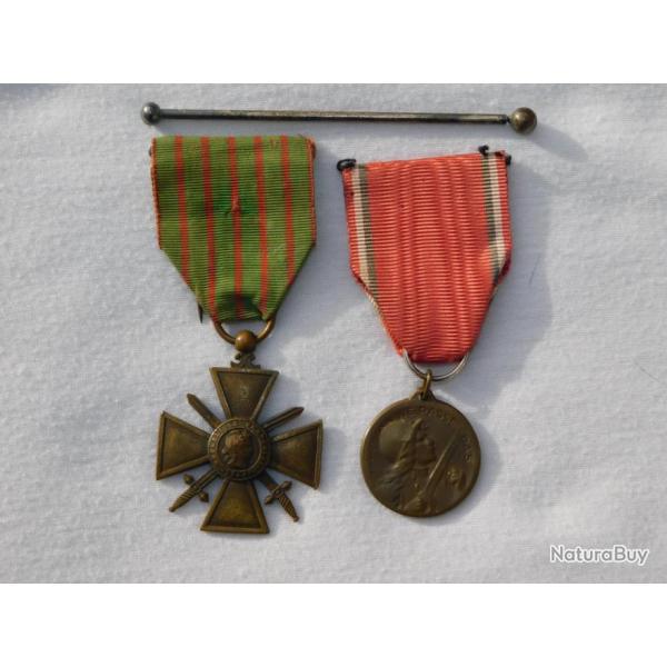 LOT : CROIX DE GUERRE 1914-1916 + MEDAILLE DE VERDUN