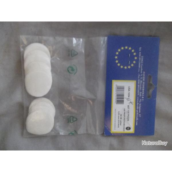100 patchs  de nettoyage Pedersoli  de calibre .54     58 paisseur 0,25 mm