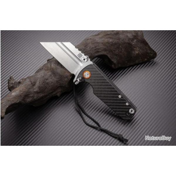 ATZ1820PCF Couteau Artisan Proponent Framelock Carbon Fiber Handle D2 Blade Clip
