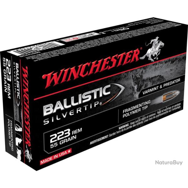 20 Munitions WINCHESTER cal 223 Rem 55gr Ballistic Silvertip