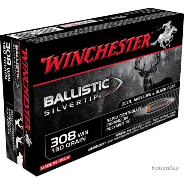 20 Munitions WINCHESTER cal 308 Win 150gr Ballistic Silvertip