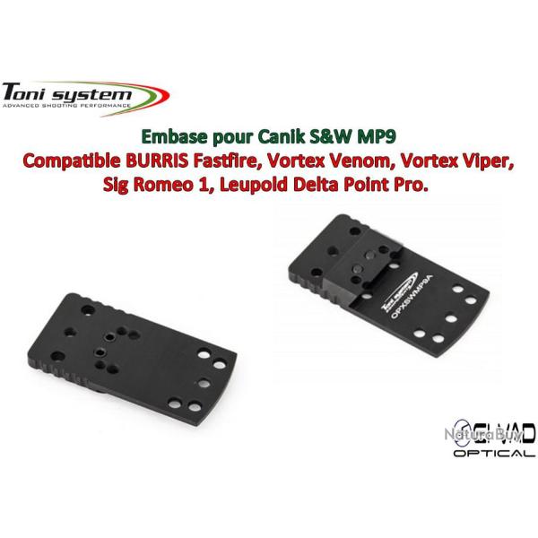 Embase TS pour S&W MP9 Version A - Compatible Fastfire 3, Vortex Venom, Sig Romeo 1
