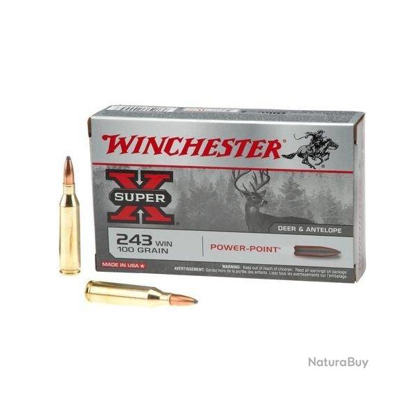 20 Munitions WINCHESTER cal 243 Win 100gr Power Point