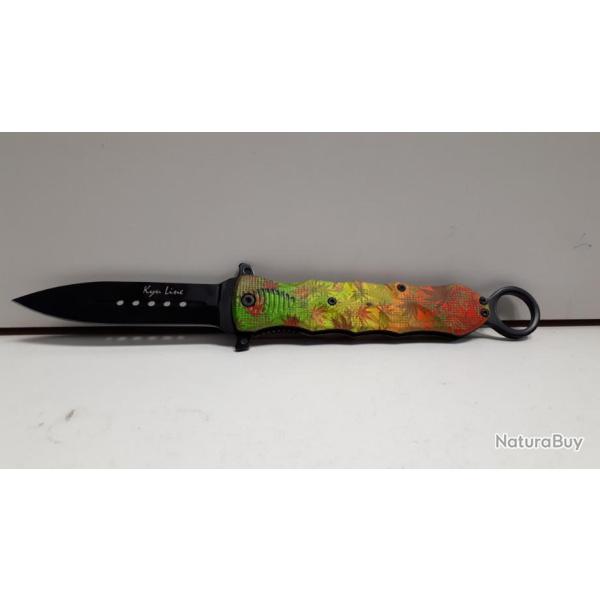 5495 - COUTEAUX KUY LINE MOTIFS   FLEURS DE CANABIS NEUF