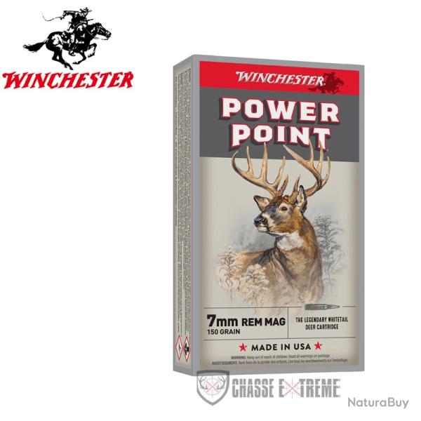 20 Munitions WINCHESTER cal 7mm Rem Mag 150gr Power Point
