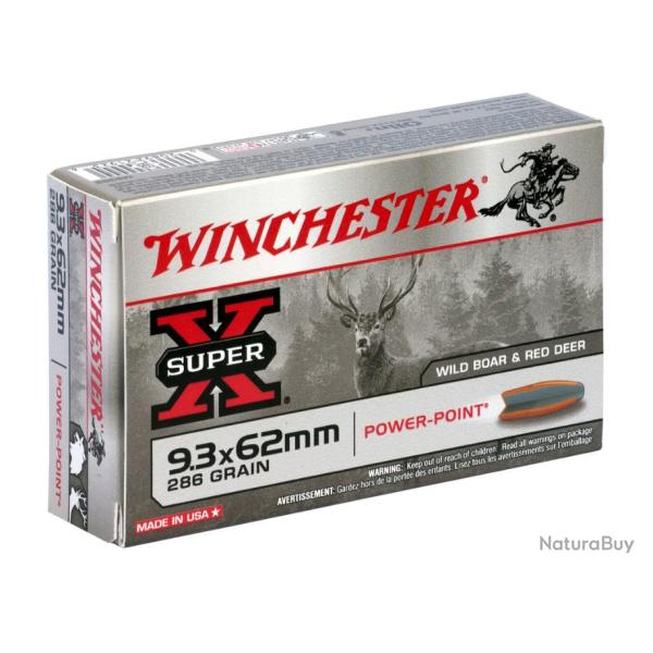 20 Munitions WINCHESTER cal 9.3X62 286gr Power Point