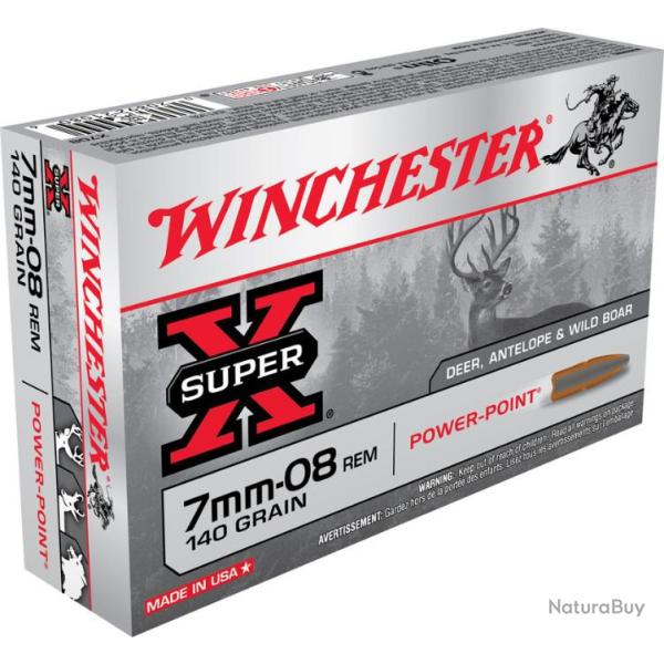 20 Munitions WINCHESTER cal 7mm-08 Rem 140gr Power Point