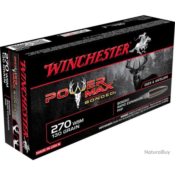 20 Munitions WINCHESTER Cal 270 WSM 130gr Power Max Bonded