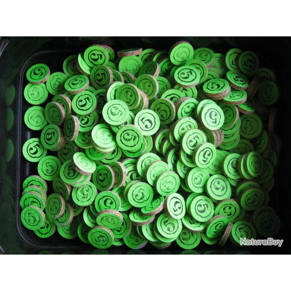 Rondelles  li�ge  de  fermetures  couleur  vert  cal  12  No  5 .