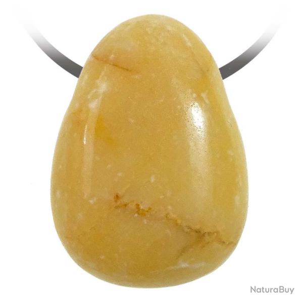 Pendentif goutte pierre perc�e en jaspe jaune