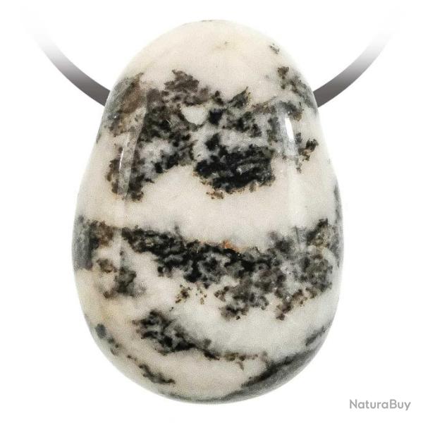 Pendentif goutte pierre perc�e en jaspe z�bre