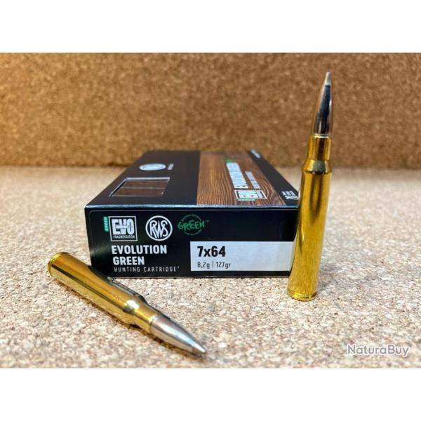 1 BOITE DE MUNITIONS RWS CAL: 7X64  EVO GREEN 8.2 gr