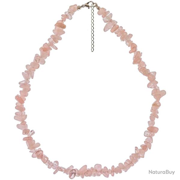 Collier de pierre en quartz rose - perles baroques