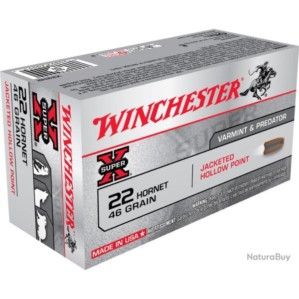 50 Munitions WINCHESTER cal 22 Hornet 46gr Hollow Point
