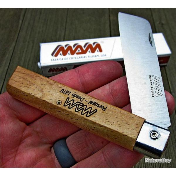 Couteau MAM Medium Folder Sheepsfoot Lame Acier German Manche H�tre Made In Portugal MAM3BB