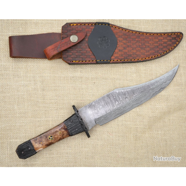 COUTEAU BOWIE DAMAS 25 CM 256 COUCHES  MANCHE OS 2