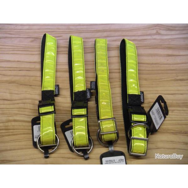 Lot de 4 colliers jaune avec bande r�fl�chissante et attache rapide. L:25mm.