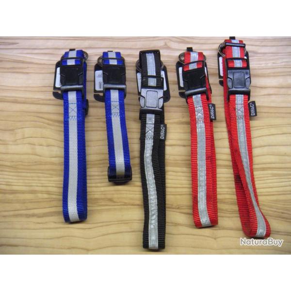 Lot de 5 colliers avec bande r�fl�chissante et attache rapide. L:25mm.