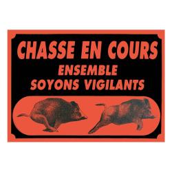 Panneau chasse en cours orange 60x40cm