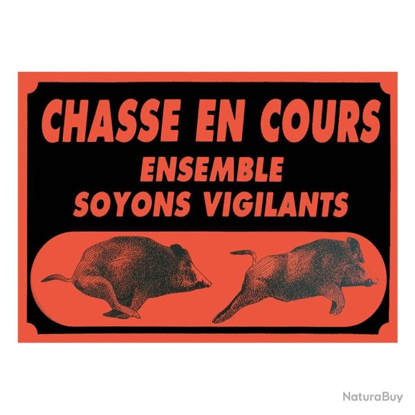 Panneau chasse en cours orange 60x40cm