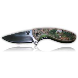 COUTEAU PLIANT ALBAINOX 3D CHASSE CERF DOUBLE RELIEF LAME 8CM 18411